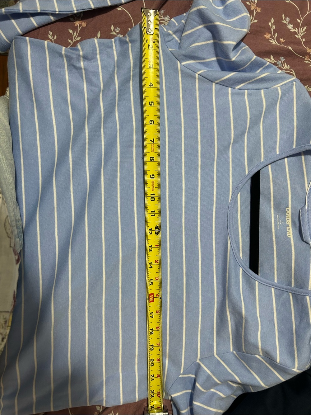 Lands End Long Sleeve Blue & White Stripe Pajama Nightgown NWOT - Picture 4 of 4